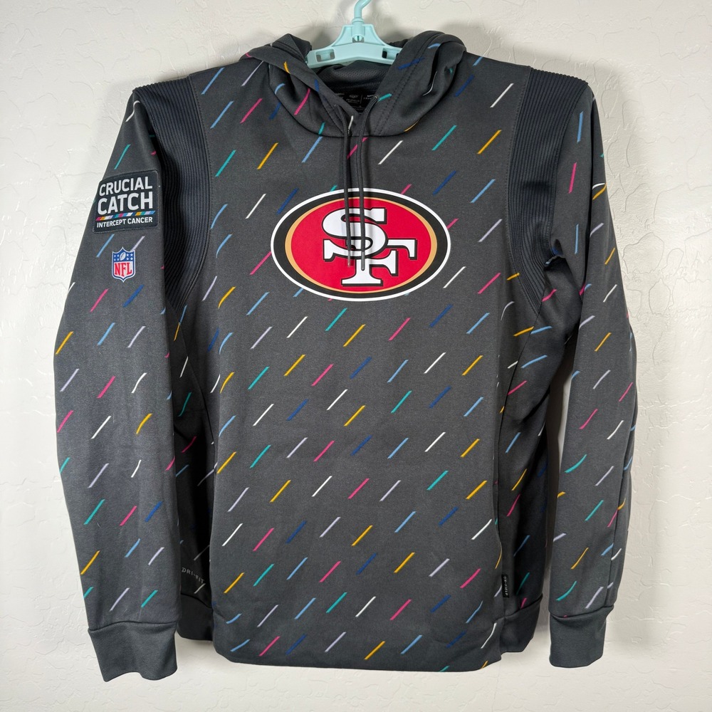 San Francisco 49ers Hoodie Mens Medium Gray Crucial Catch NFL On Field Nike